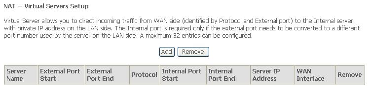 NAT To access the Network Address Translation (NAT) Setup window, click the NAT button in the Advanced Setup directory.
