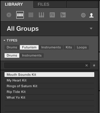 Once you have typed in the alias Futurism, you can hit rescan to have Futurism s Groups, Sounds, Samples, Kontakt Instruments and Battery Kits added to your Maschine User Library.