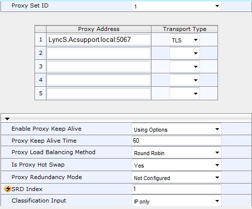 Configuration Note 4. Configuring the Device Figure 4-7: Proxy Set for Microsoft Lync Server 2010 (Gateway Entity) 3. Add a Proxy Set for Lync Server for the SBC entity: a.