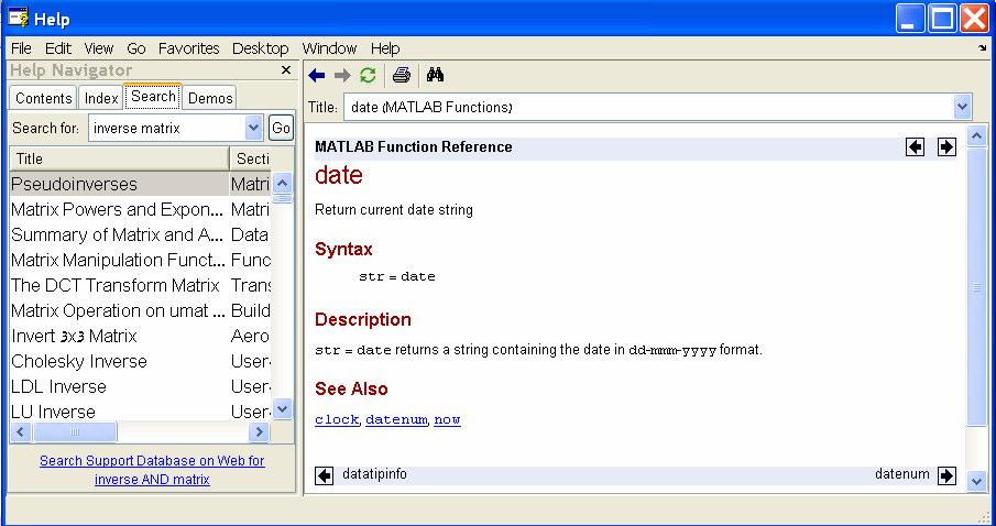 Getting Help >> doc date >> lookfor date % search for keywords that best