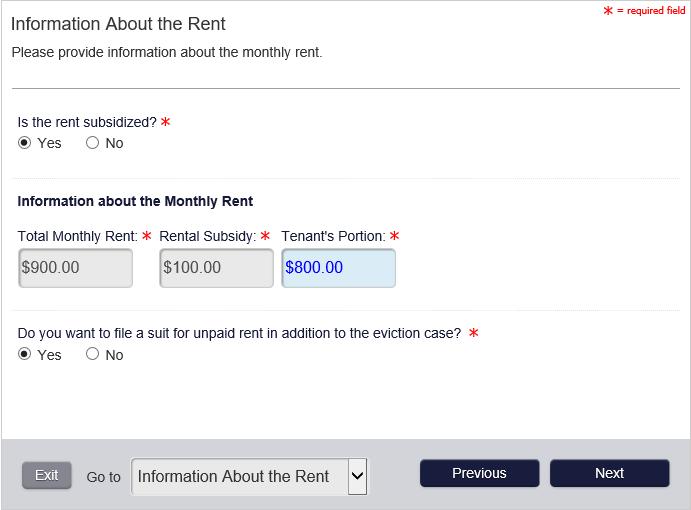 13. Information About the Rent Provide monthly rent for the property.
