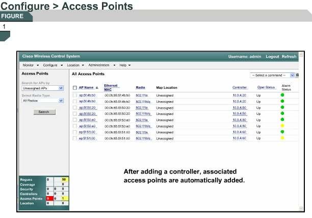 This page allows you to view a summary of all Cisco lightweight access points in the Cisco WCS database.
