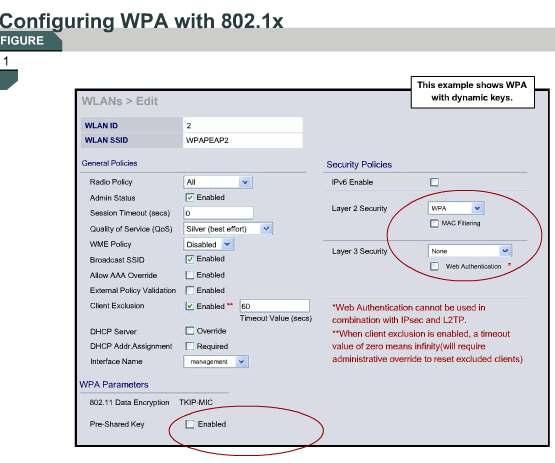 Leave the Pre-Shared Key Enabled check box unchecked for WPA with dynamic keys. The authentication process will use dynamic Extensible Authentication Protocol (EAP) 802.