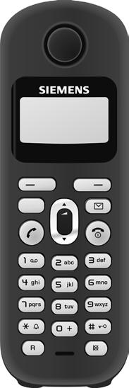 Gigaset AL180 The handset at a glance 1 Charge status of the batteries 2 Display keys 3 Message key Flashes: new messages received 4 Directory key 5 Control key (u) 6 Talk key 7 End call key and