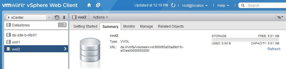 New storage available A new datastore of type VVOL is