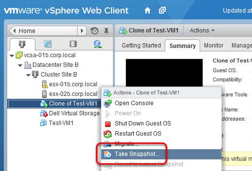 How "VM aware" is the EqualLogic SAN about the virtual machines snapshots? After this step, you will better understand how VMware virtual machine snapshots integrate with the EqualLogic SAN.
