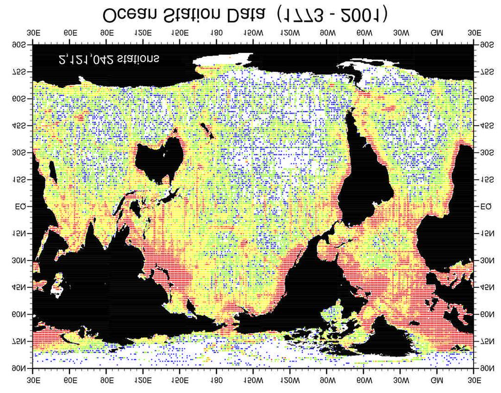 5 Blue 1 station Green 2-5 stations Yellow 6-9 stations Red 10 or more stations World Ocean Atlas 2001 (WOA01) http://nodc.noaa.