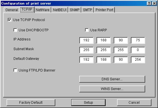 TCP/IP Configuration SATO Users Manual Tab Item Use TCP/IP Protocol Explanation Enable/Disable TCP/IP protocol operations.