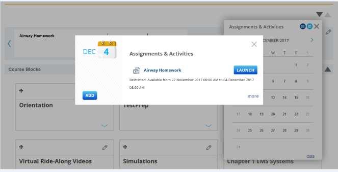 To see assessment details, students can click the hyperlink in the calendar and then