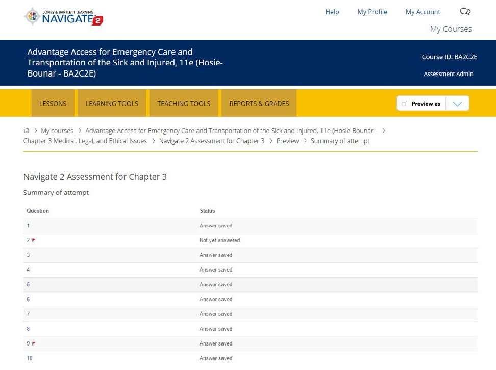 You can preview individual questions again by clicking question numbers on the left side of the screen. If you want to preview the entire assessment again, click Return to attempt. 4.