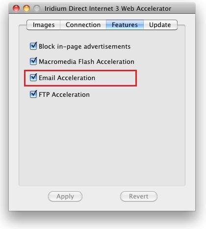 4.5.5 EMAIL ACCELERATION Direct Internet 3 Web Accelerator can reduce the amount of time that it takes to send and receive emails. This feature works with any POP3 or IMAP email accounts.