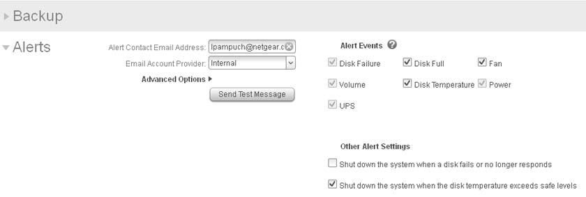 Alert Event Settings Your ReadyNAS storage system is preconfigured to generate email alert messages when mandatory and optional system events occur.