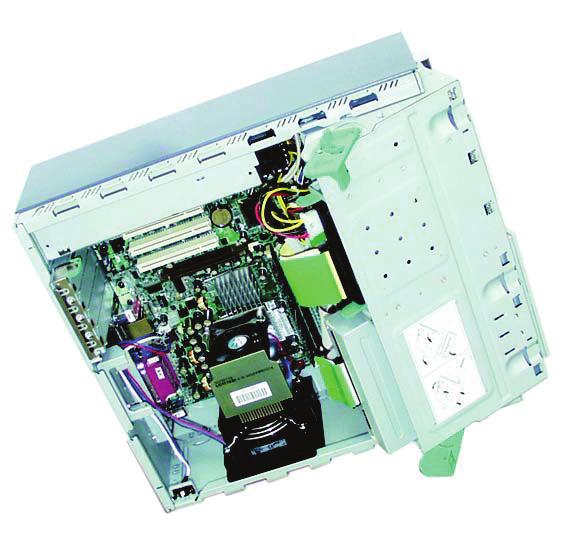 Inside the PC Processor covered by fan CD-ROM, CD-RW drive, or DVD