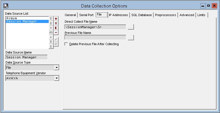 From the Microcall window above, navigate to File Data Collection Options Data Source (not shown).