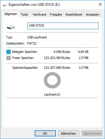 Figure 2-10 4. If the USB stick does not use the FAT or FAT32 file system, reformat the USB stick. To do this, close the properties window.