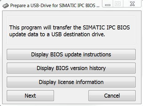 Transferring the BIOS data to the USB stick The prerequisite for this is that the appropriate BIOS update has been downloaded. The ZIP archive of the BIOS update contains the program "BIOS2USB.exe".