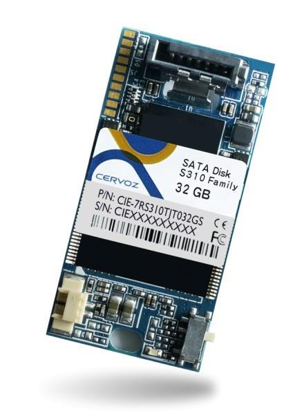 Cervoz Industrial Embedded Module SATA Disk 7pin Horizontal Right Supreme Series (SLC) S310 Family Product Datasheet