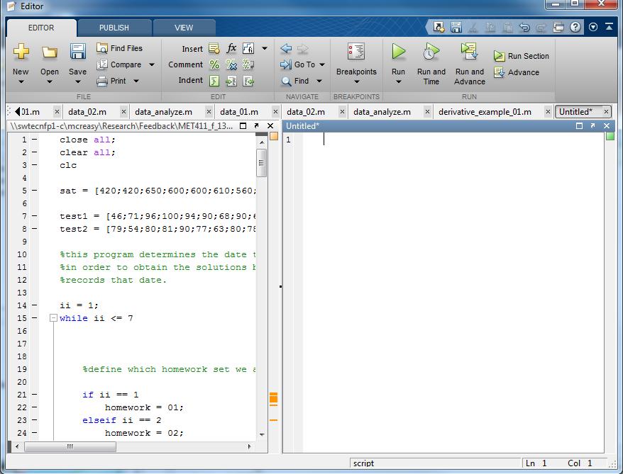 Matlab has a built in text editor that