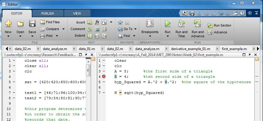 Matlab has a built in text editor that allows you save a script