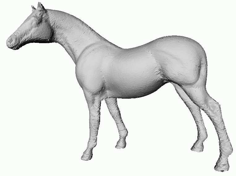 Figure 3. Reconstruction results of the Horse model. Left column: co-description 1; middle column: co-description 2; right column: both co-descriptions.