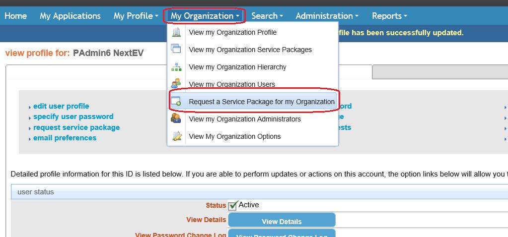 3.7 The Partner Organization Requests the Contract Information Application 1) The security admin of the partner organization login NIO portal and click Self Administration > More