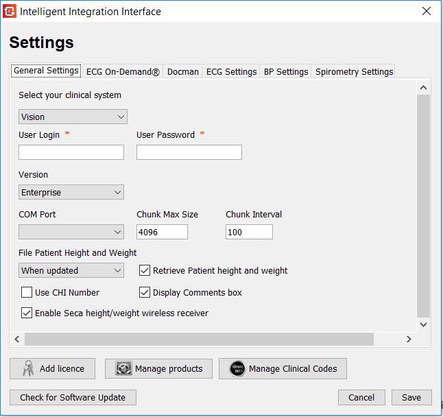 InPS Vision Configuration Start the I 3 software from the desktop shortcut. Click on the Settings icon in the top right corner of the first screen.