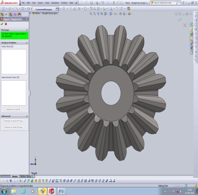 VI. ANALYSIS USING ANSYS The finite element analysis of the bevel gear was done by using ANSYS workbench software. The model from the solid works software was imported into ANSYS workbench.