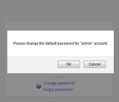 4. After a successful login, the system prompts for the administrator to change