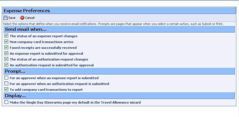 Section 6: Update Your Expense Profile (Continued) Step 3: Select Expense Preferences 1. In the Expense Settings section, click Expense Preferences. 2.