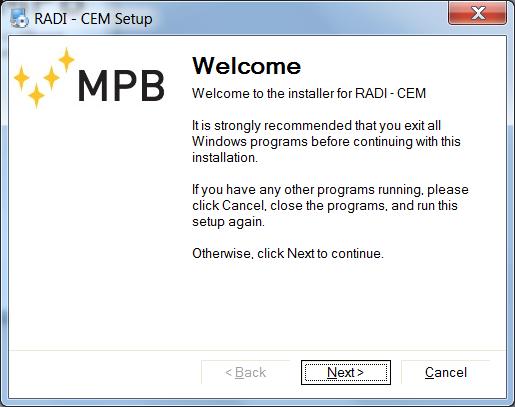 5. RADI-CEM (software), controls and functions 5.1. Installation Launch the setup file (setup.exe) and eventually click YES/Execute in the pop up window.