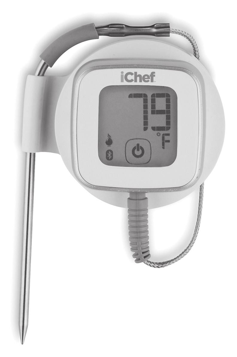 SmartThermo Logo Food Probe Current Temperature O C / O F Indicator Pairing Indicator Power On/Off Probe Jack Bluetooth Indicator Step 3: Remove protective plastic film from the ichef Thermometer