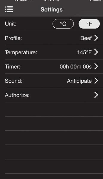Step 10: You are now on the Settings screen (E). Tap to select 0 C or 0 F temperature mode.