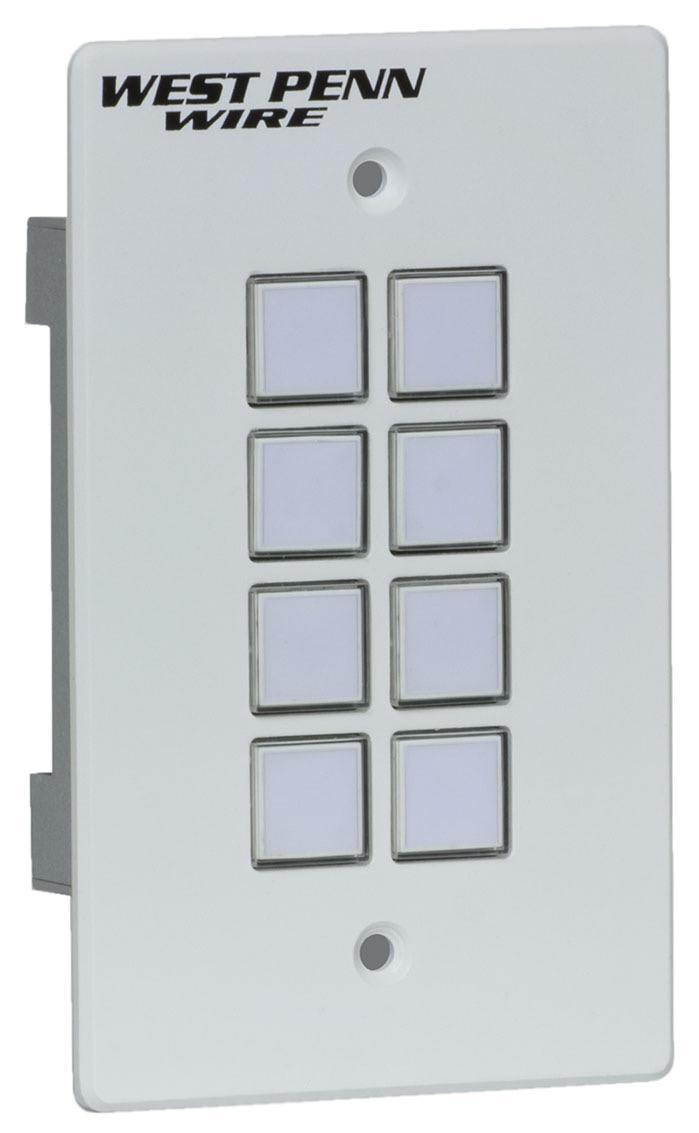 AV-IP Controller (In Room) AV-IP-C8-WH The West Penn Wire 8-Button IP Controller is a versatile wall- or tabletop-mounted control panel for West Penn Wire AV over IP devices, TCP/IP & Telnet devices,