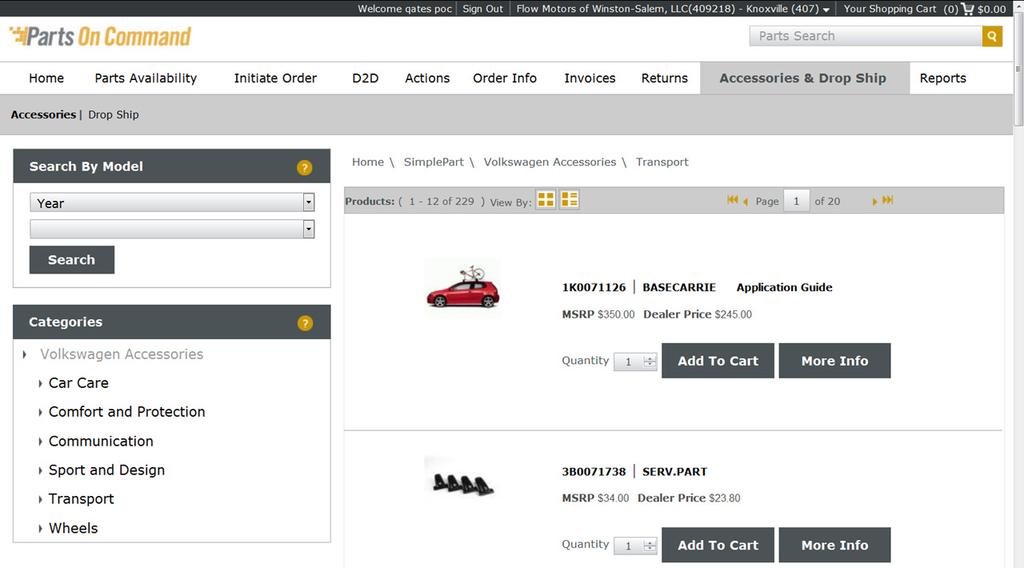 Accessories & Drop Ship Tab Accessories The Accessories & Drop Ship Tab features a visual, catalog-like appearance.