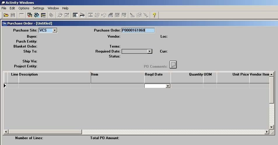 Invoice View With your cursor in the "Purchase Order"