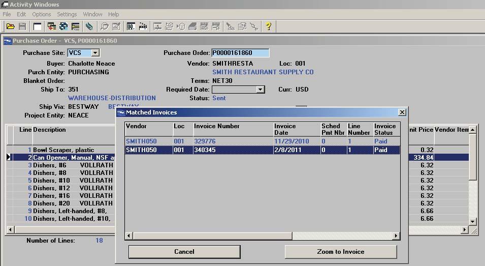 Invoice View Highlight the invoice you wish to view (if more than 1 invoice).