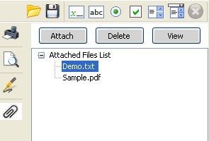 1 Adding Attachments Clicking on the Attach button will open a file dialog. Select the file to be attached to the PDF document and click OK.