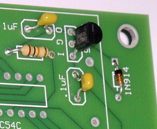 Locate the 78L05 voltage regulator. Make sure that you have not confused the voltage regulator with a 2N3906 transistor.