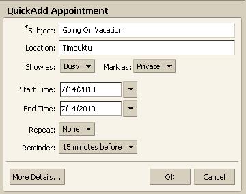 Creating All-Day Events: Webmail Plus also provides an option to create appointments for all-day events (such as birthdays, seminars, and vacations).