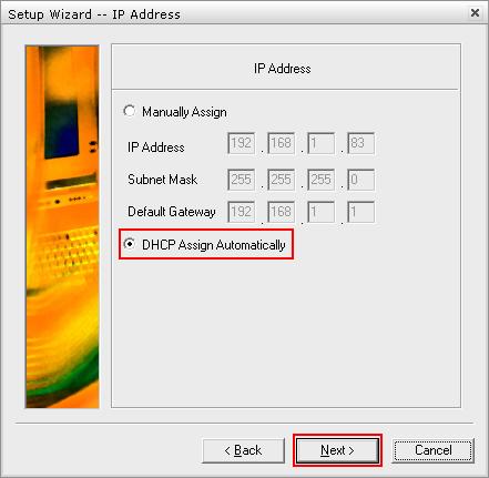 Step 8 If you have a specific IP address you would like to assign to the print server, select