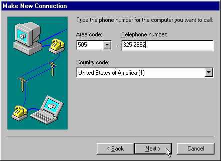inside this dialog box, then type the telephone number for the Infoway Internet Service: