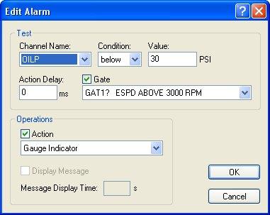 If you want your alarm to be gated with another test then click the Add button for Gates section and complete the gate details in the Gate Editor dialog. 4.