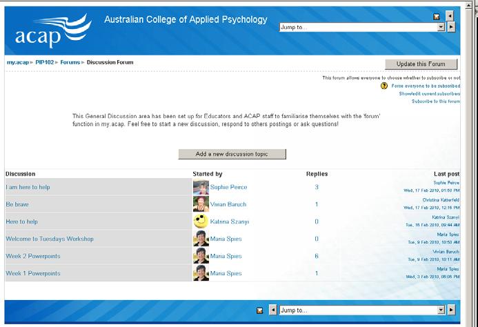 4.2. Viewing and replying to discussion posts To view a discussion, click on the topic of interest from the discussion