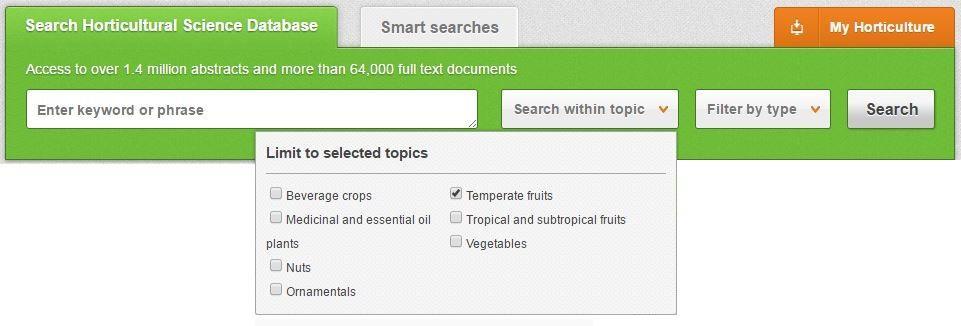 When conducting a search from a topic page, the relevant option is automatically selected from the topic filter section as shown below.