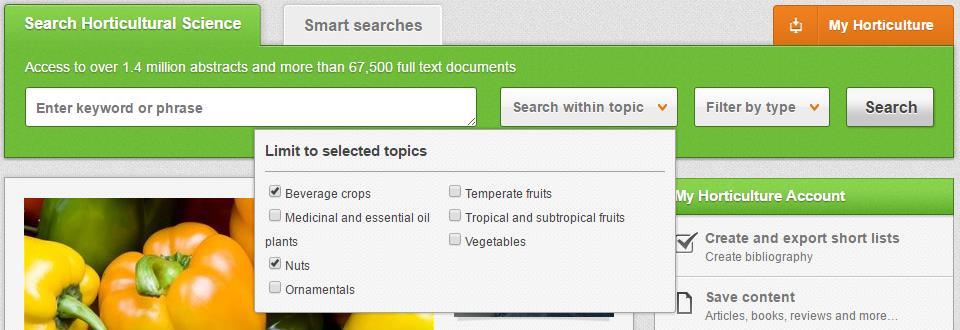 Simple Site Searches Horticultural Science offers a simple site search using a variety of basic search techniques to search content across the whole of the site such as Boolean operators and Phrase