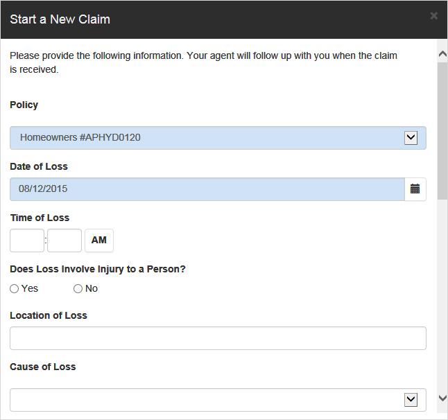 3. Complete the fields on the Claim form.