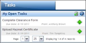 My Open Tasks MY OPEN TASKS Once a manager assigns a task to an employee or task assignee, the task item displays in the My Open Tasks section of the Tasks tab.