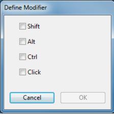 37 FUNCTION NAME MODIFIER... DESCRIPTION Enables you to simulate modifier key(s) (such as SHIFT, ALT, or CTRL for Windows, or SHIFT, OPTION, COMMAND, and CONTROL for Macintosh).