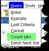 Execute Query Cancel Query Counts To the right of page below the filter criteria To the right of page below the filter criteria At the bottom left of page F8 F8 In query (filter) mode, searches the