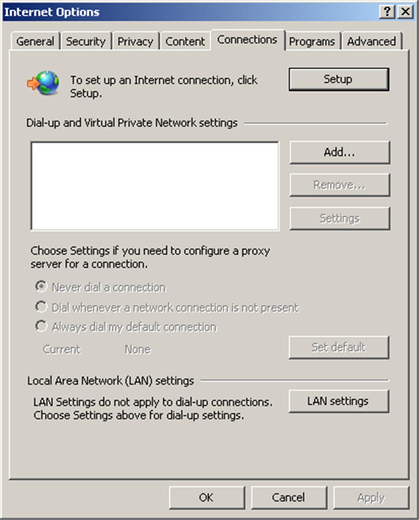 Internet Explorer 1. Select Tools -> Internet Options. 2.